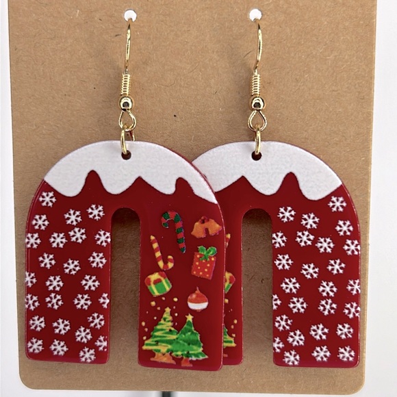 Christmas Dangle Earrings Acrylic - Picture 1 of 2